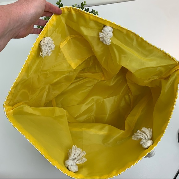 Beach Bag Tote Yellow Chevron Size 14” x 24” - Picture 5 of 11